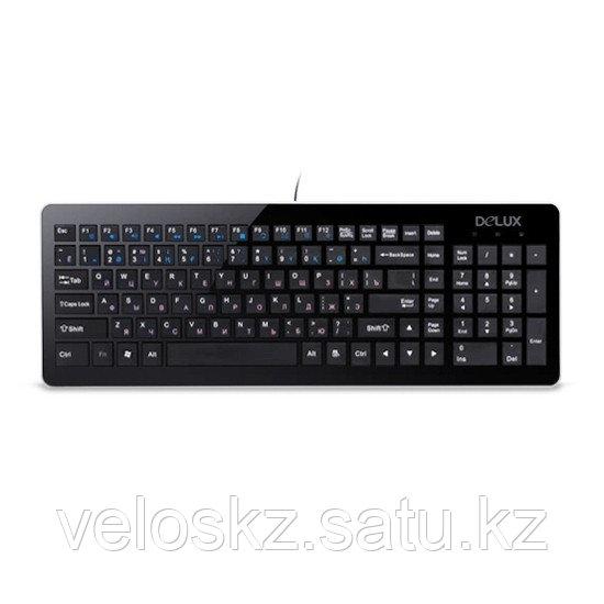 Клавиатура, Delux, DLK-1500UB, Ультратонкая, USB, Кол-во стандартных клавиш 104, 12 мультимедиа-клавиш