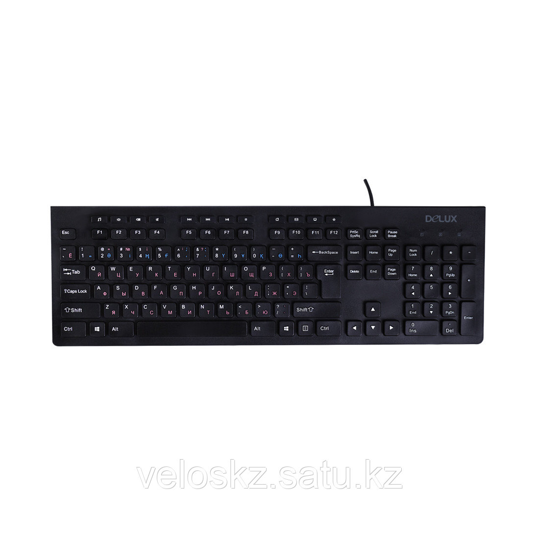 Клавиатура, Delux, DLK-180UB, USB, Кол-во стандартных клавиш 104, кабель 1,6м