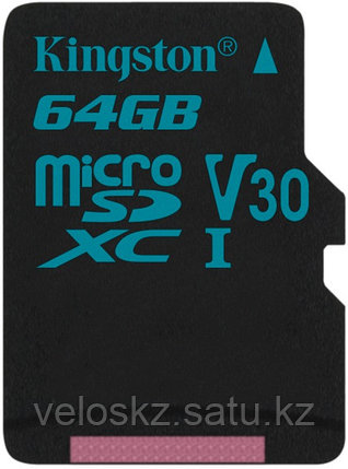 Карта памяти MicroSD 64GB Class 10 U3 Kingston SDCG2/64GBSP адаптер, фото 2