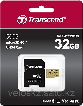 Transcend Карта памяти MicroSD 32GB Class 10 U3 Transcend TS32GUSD500S адаптер, фото 2