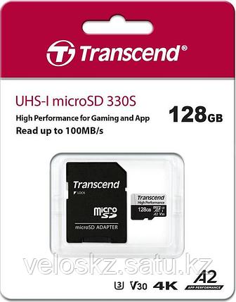Transcend Карта памяти MicroSD 128GB Class 10 U3 A2 Transcend TS128GUSD330S адаптер, фото 2