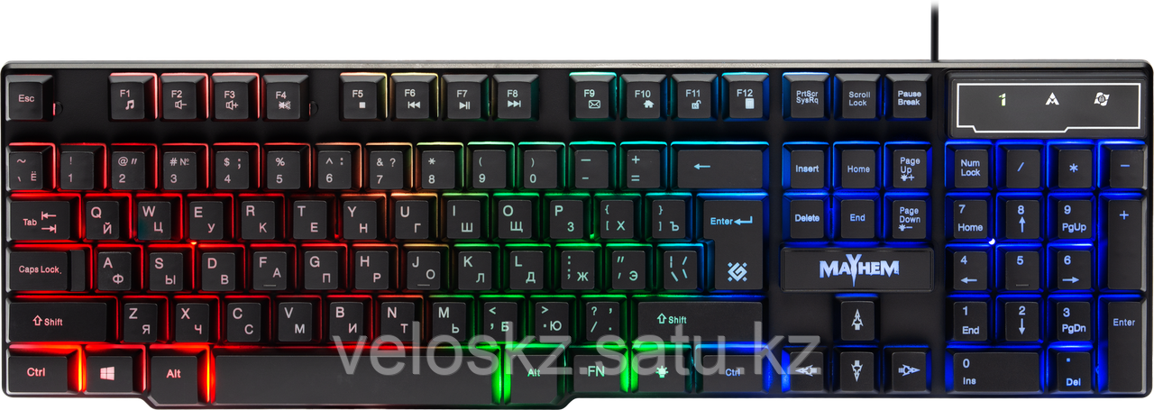Defender Клавиатура проводная Defender Mayhem GK-360DL, ENG/RUS, USB, RGB подсветка