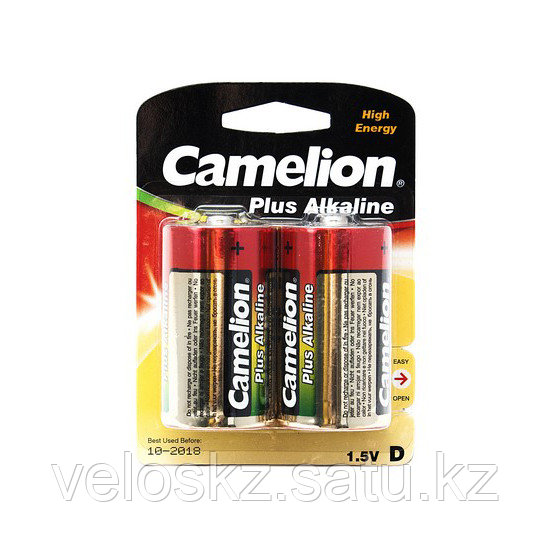 Батарейки CAMELION LR20-BP2 / D, Plus Alkaline, 1.5V, 21000 mAh, 2 шт., Блистер