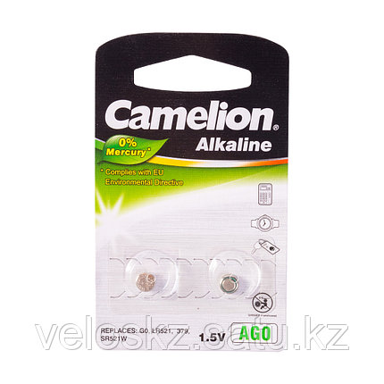 Camelion Батарейки, CAMELION, AG0-BP2, Alkaline, AG0, 1.5V, 0% Ртути, 2 шт., фото 2