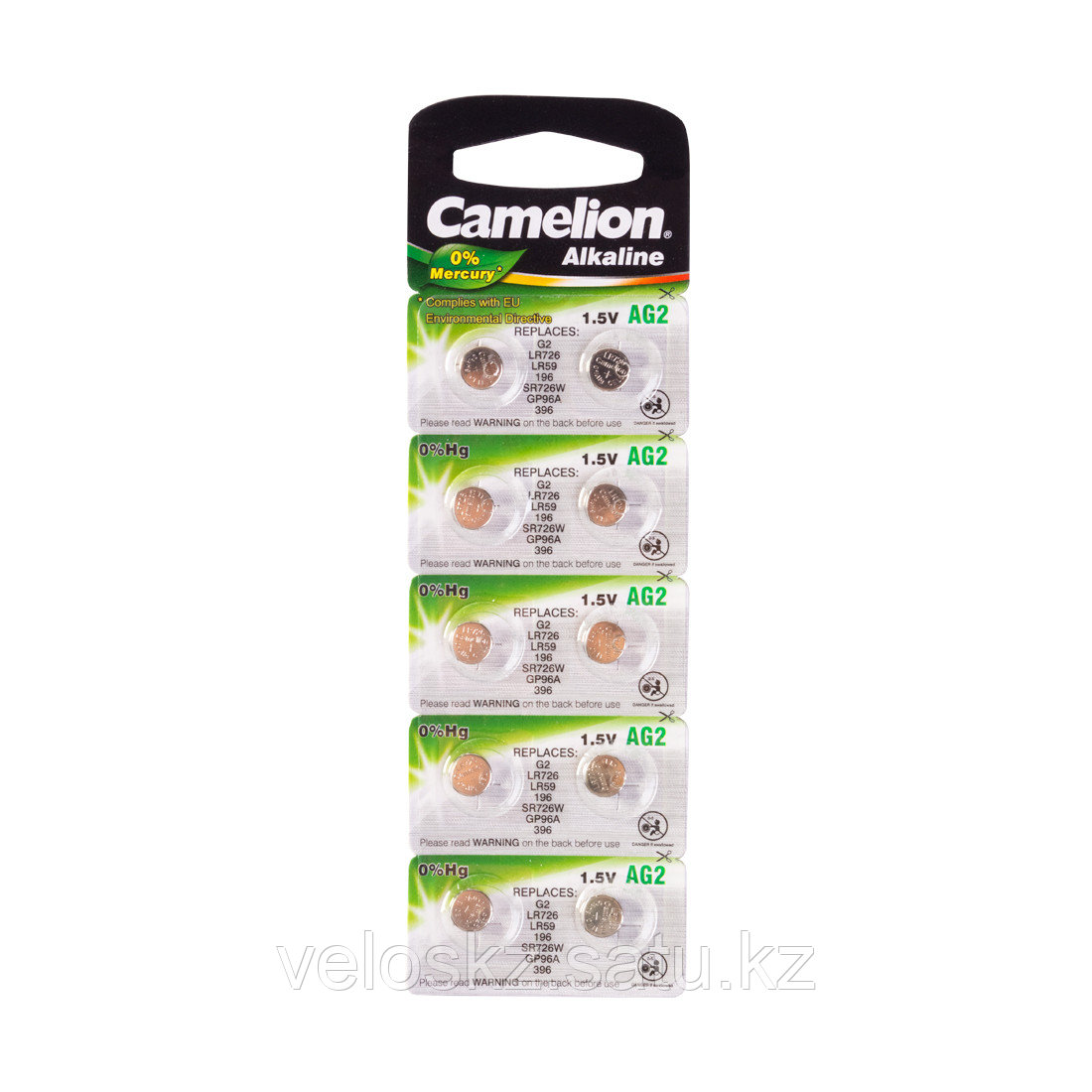 Camelion Батарейки,CAMELION, AG2-BP10, Alkaline, AG2, 1.5V, 0% Ртути, 10 шт. в блистере