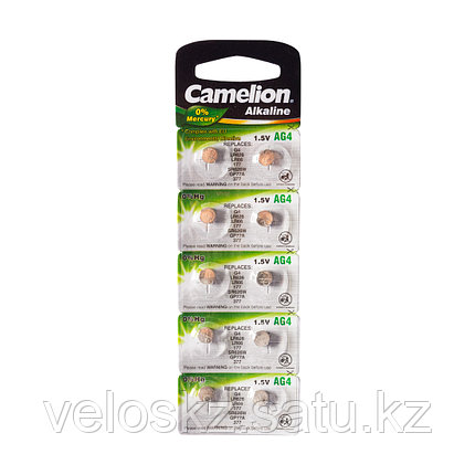 Camelion Батарейки, CAMELION, AG4-BP10, Alkaline, AG4, 1.5V, 0% Ртути, 10 шт., Блистер, фото 2