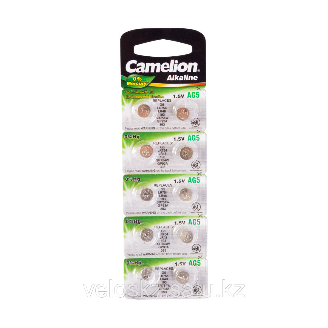 Camelion Батарейки, CAMELION, AG5-BP10, Alkaline, AG5, 1.5V, 0% Ртути, 10 шт. в блистере