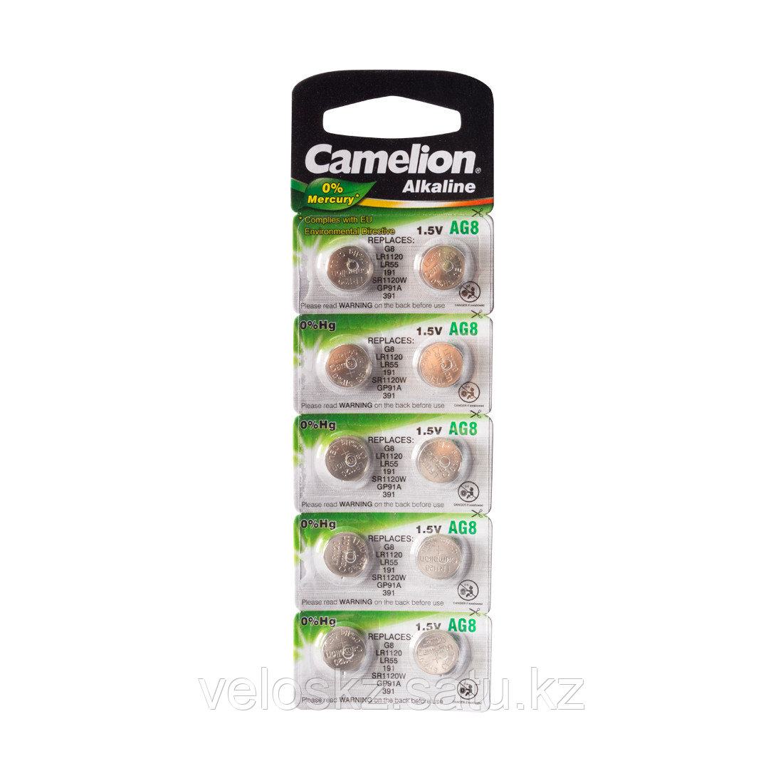 Camelion Батарейки,CAMELION, AG8-BP10, Alkaline, AG8, 1.5V, 0% Ртути, 10 шт. в блистере