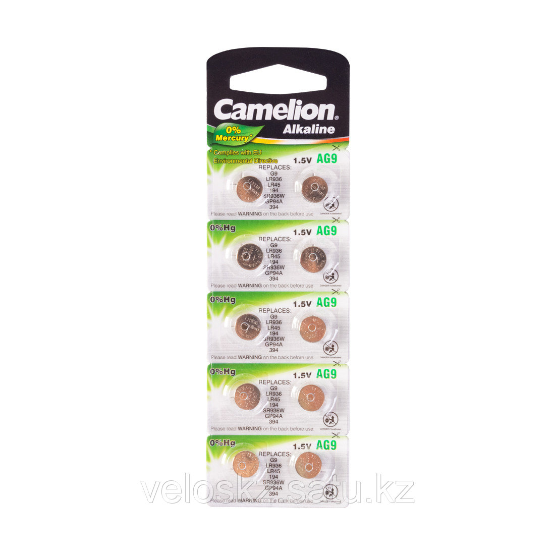 Camelion Батарейки,CAMELION, AG9-BP10, Alkaline, AG9, 1.5V, 0% Ртути, 10 шт. в блистере