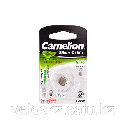 Camelion Батарейки,CAMELION, SR43-BP1 , Silver Oxide, 1.55V, 0% Ртути, 1 шт., Блистер, фото 2