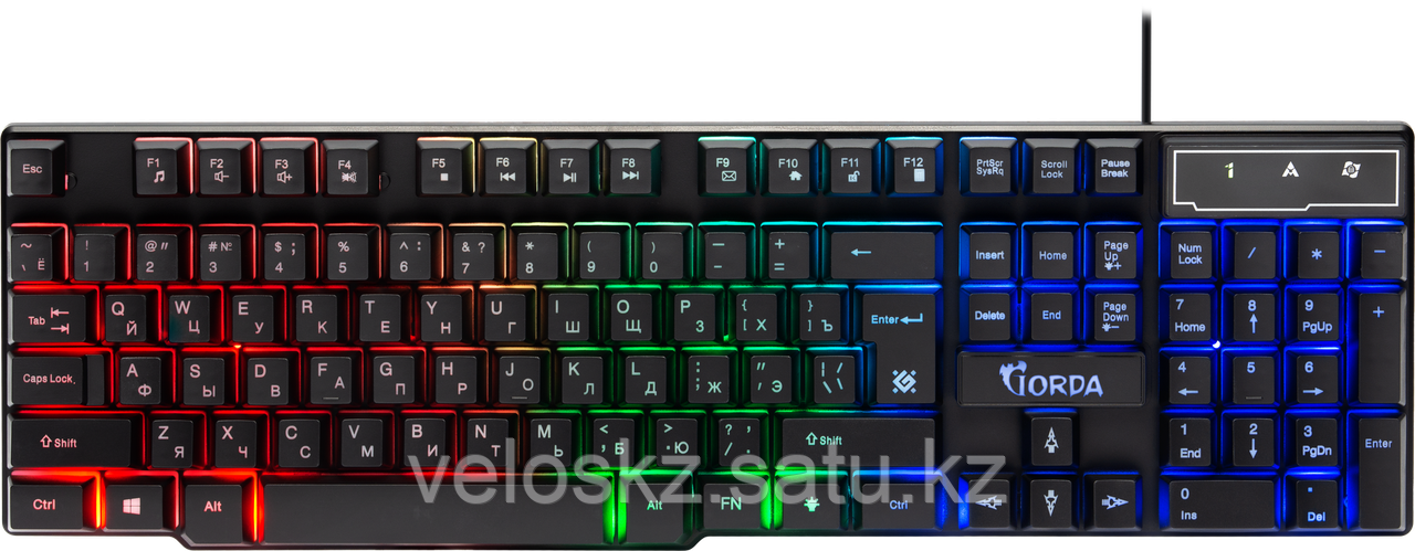 Defender Клавиатура проводная Defender Gorda GK-210L, ENG/RUS, USB, RGB подсветка