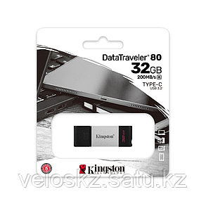 USB-накопитель Kingston DT80/32GB 32GB Type-C Серебристый, фото 2