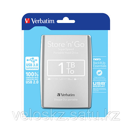 Внешний жёсткий диск Verbatim 1TB 2.5" Store 'n' Go Серебристый, фото 2