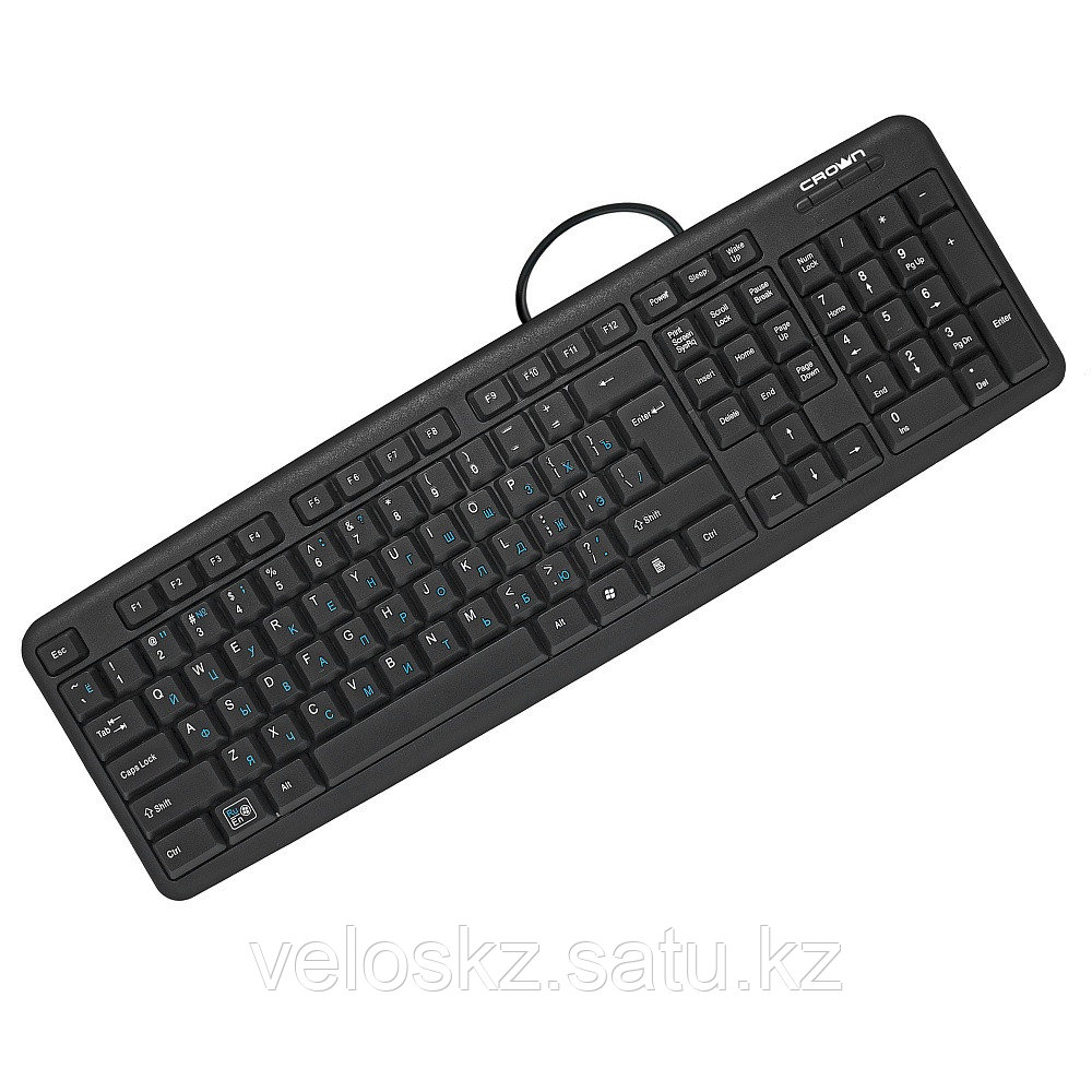 Crown Клавиатура проводная Crown CMK-F02B, USB, Kaz/Rus/En, 1.8m