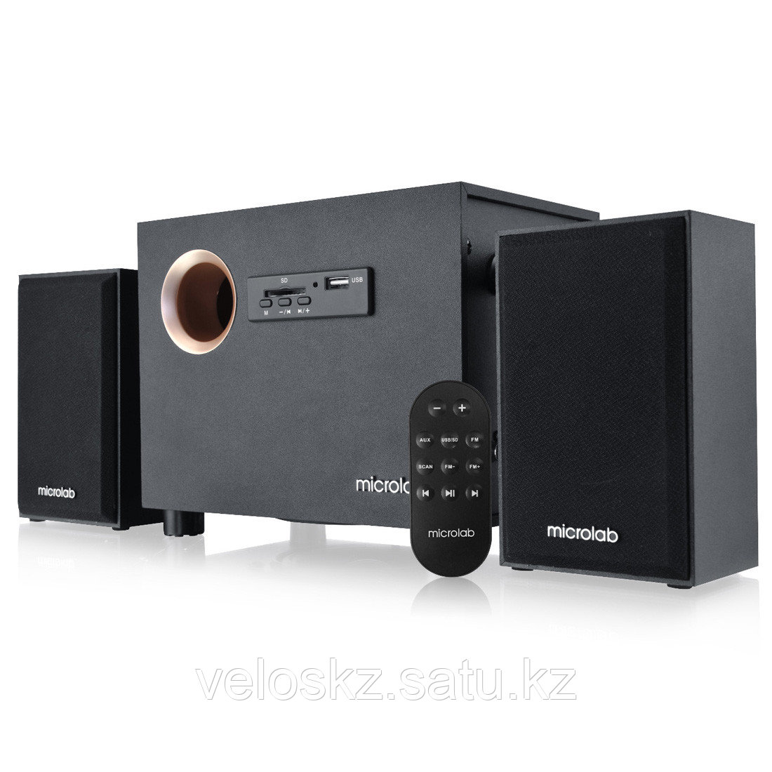 Microlab Колонки проводные 2.1 Microlab M-105R FM, USB, SD-карта, Чёрный