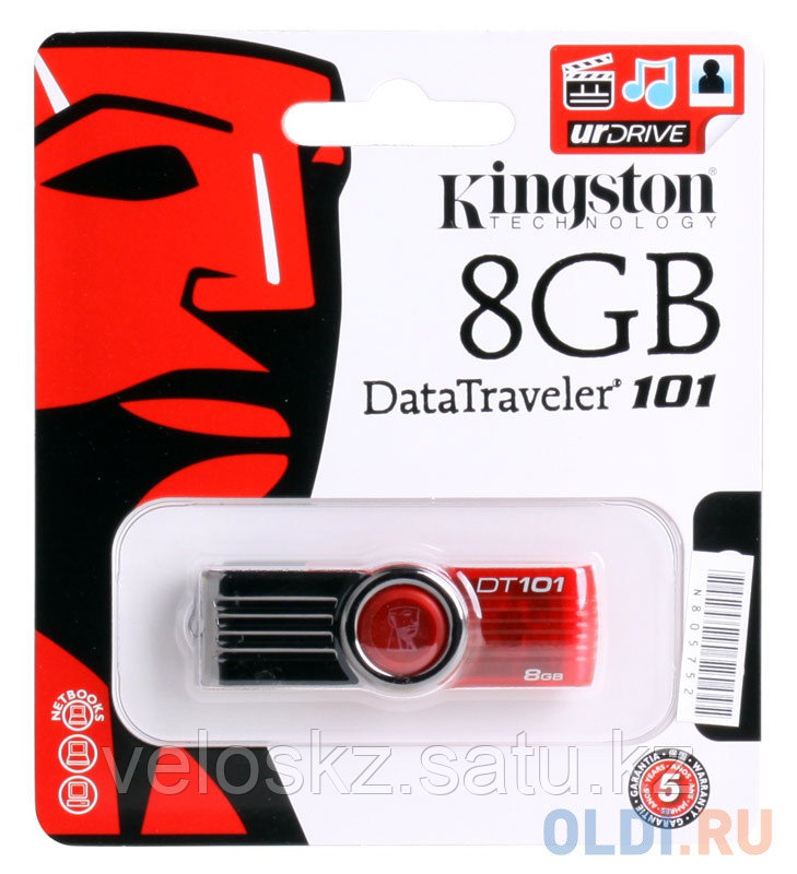 USB флеш 8GB 2.0 Kingston DT101G2/8GB, красный