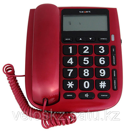 Телефон проводной Тexet ТХ-260 красный, фото 2