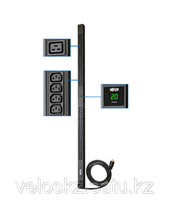 Tripplite PDUMV20HV Однофазный PDU с измерителем 208/230В, 16А, Розетки 32хC13 и 6хC19, фото 2