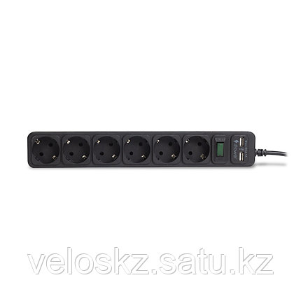 Сетевой фильтр, iPower, iPEO3m-USB, 6 розеток, 3 метра. Два USB-порта, 220-240V, 10A, Чёрный, фото 2